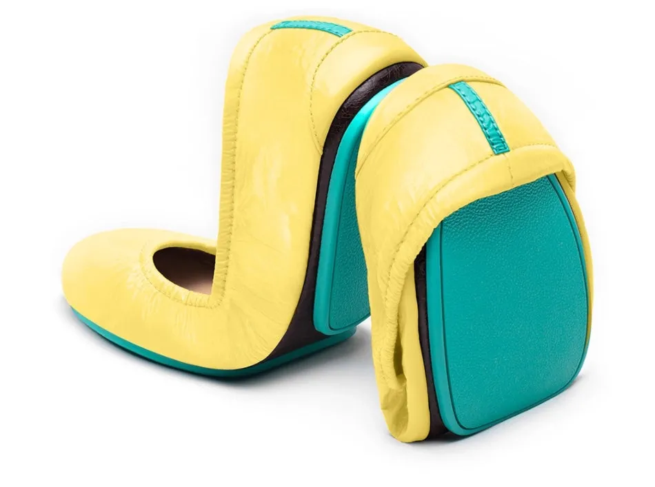 TIEKS LEMON ITALIAN LEATHER BALLET FLATS