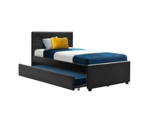 Trundle Bed Frame Wooden Bed King Single Size Base Daybed Mattress Wood Leather