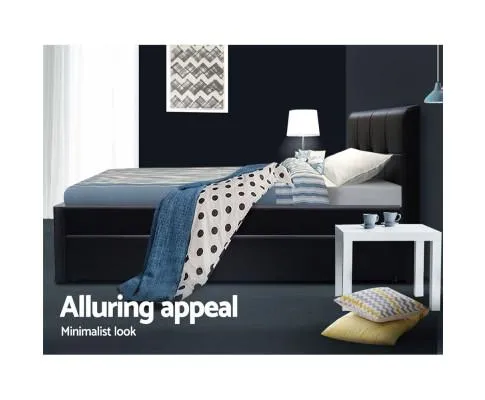Trundle Bed Frame Wooden Bed King Single Size Base Daybed Mattress Wood Leather