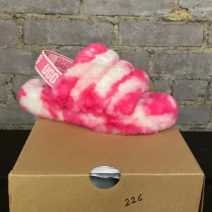 UGG Kids Fluff Yeah Slides Marble- Pink Rose Seashell Pink