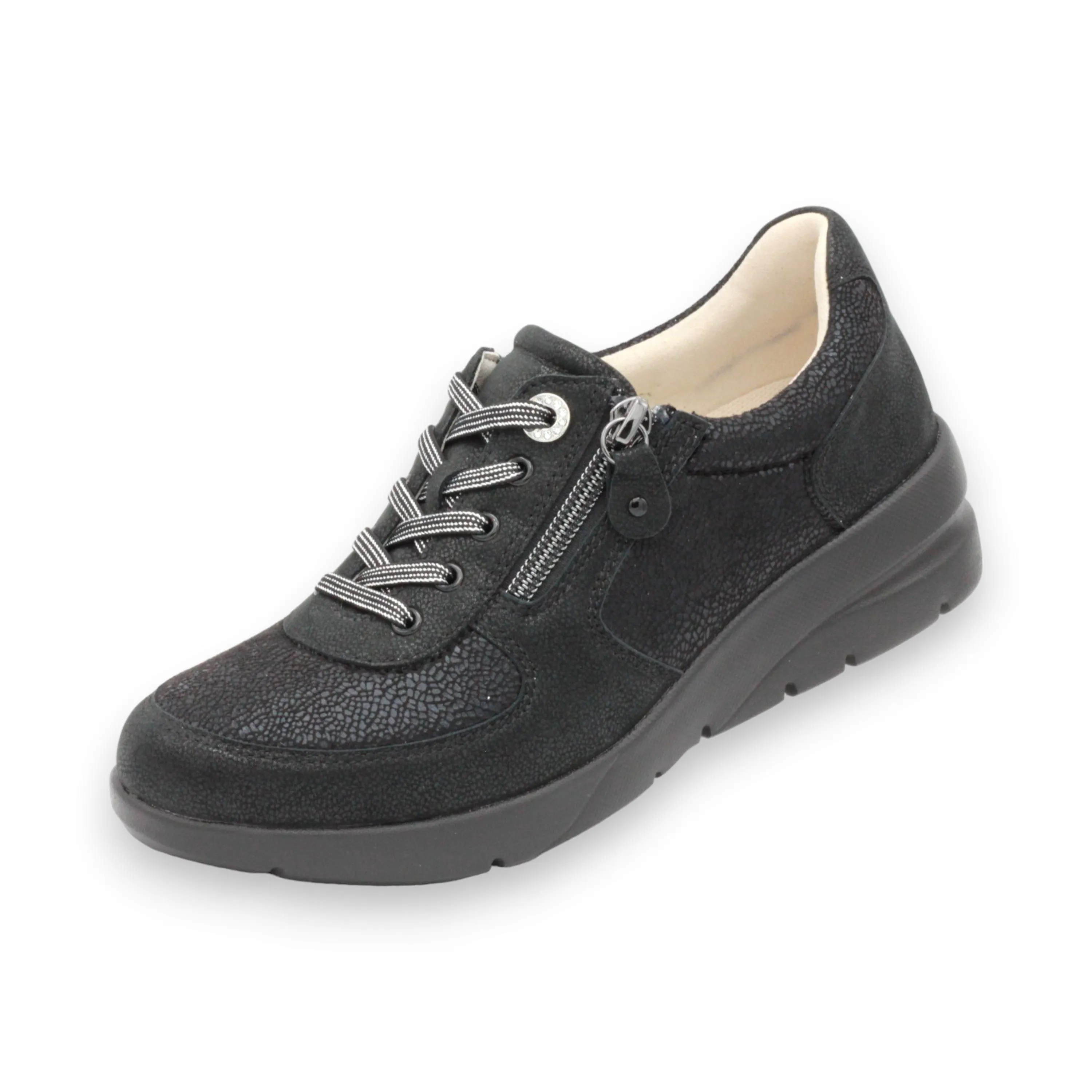 Ultra-Lightweight Women's Sneakers with New Material Super Stretch Fabric, Soft Cowhide Leather, and Swarovski Crystal Eyelets #FJ127