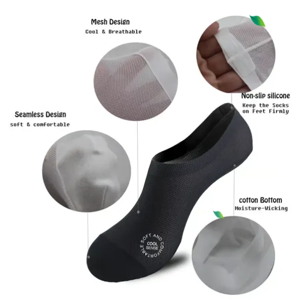 Ultra Thin Liner Socks Non Slip ComBed Cotton No Show Socks