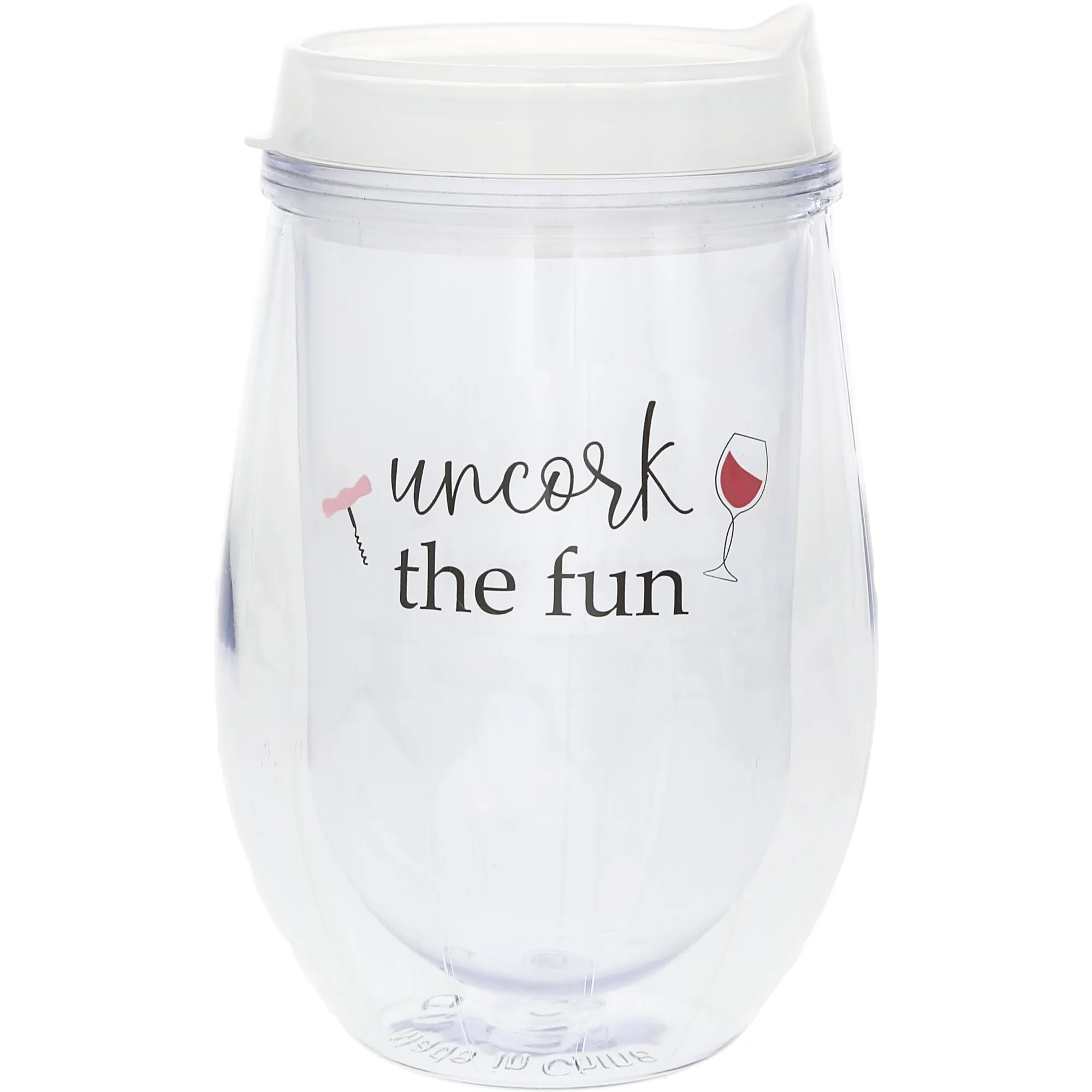 Uncork 12 oz Acrylic Stemless Wine Glass with Lid
