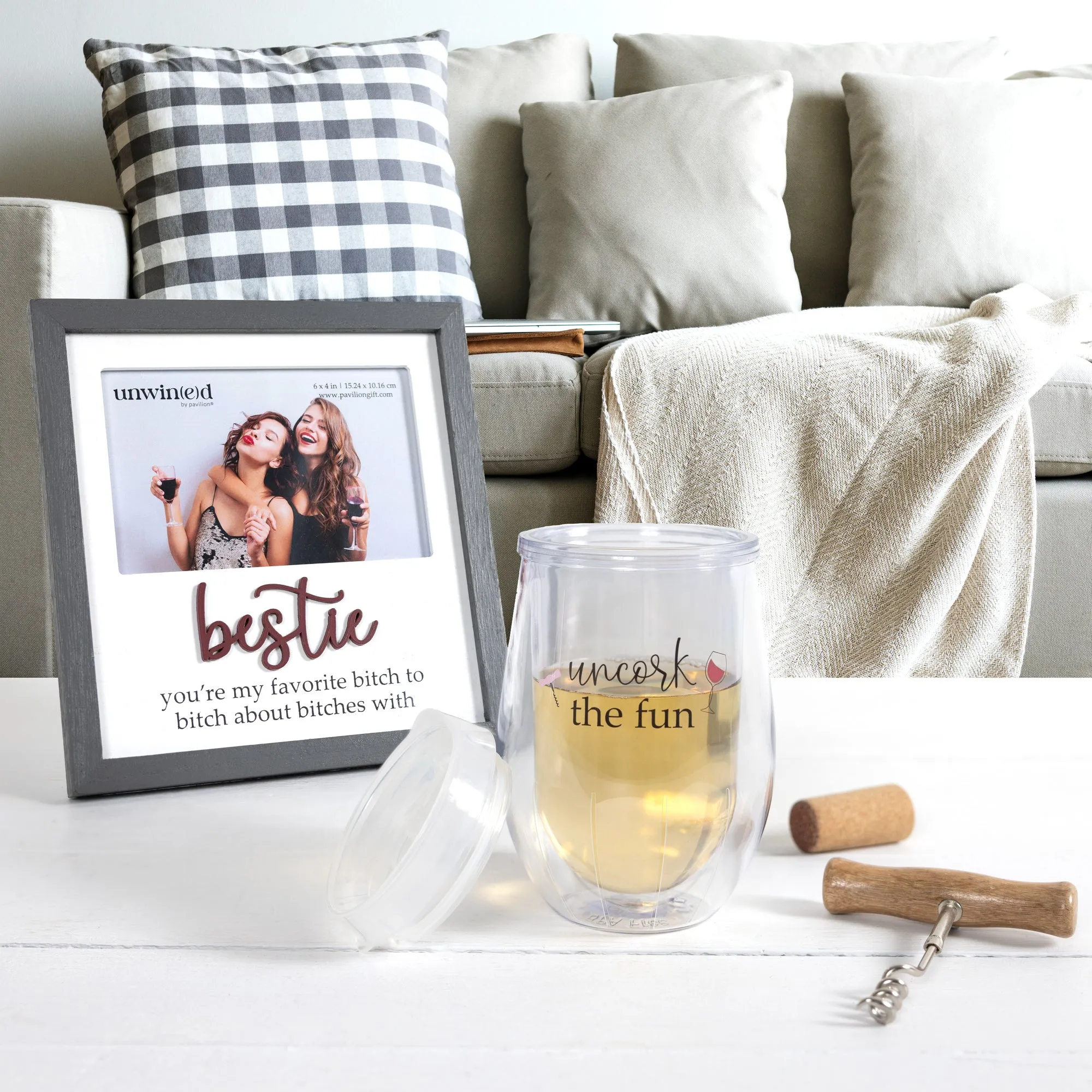 Uncork 12 oz Acrylic Stemless Wine Glass with Lid