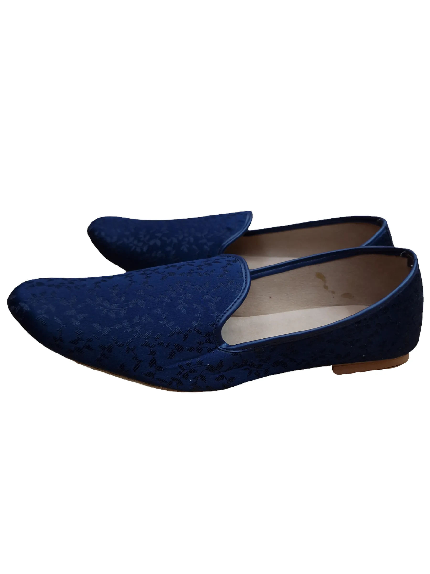 Very comfortable Navy Blue Self Woven Loafer style Mojri - Indian Mens shoes - Mojari, Khossay -  YD2207 C