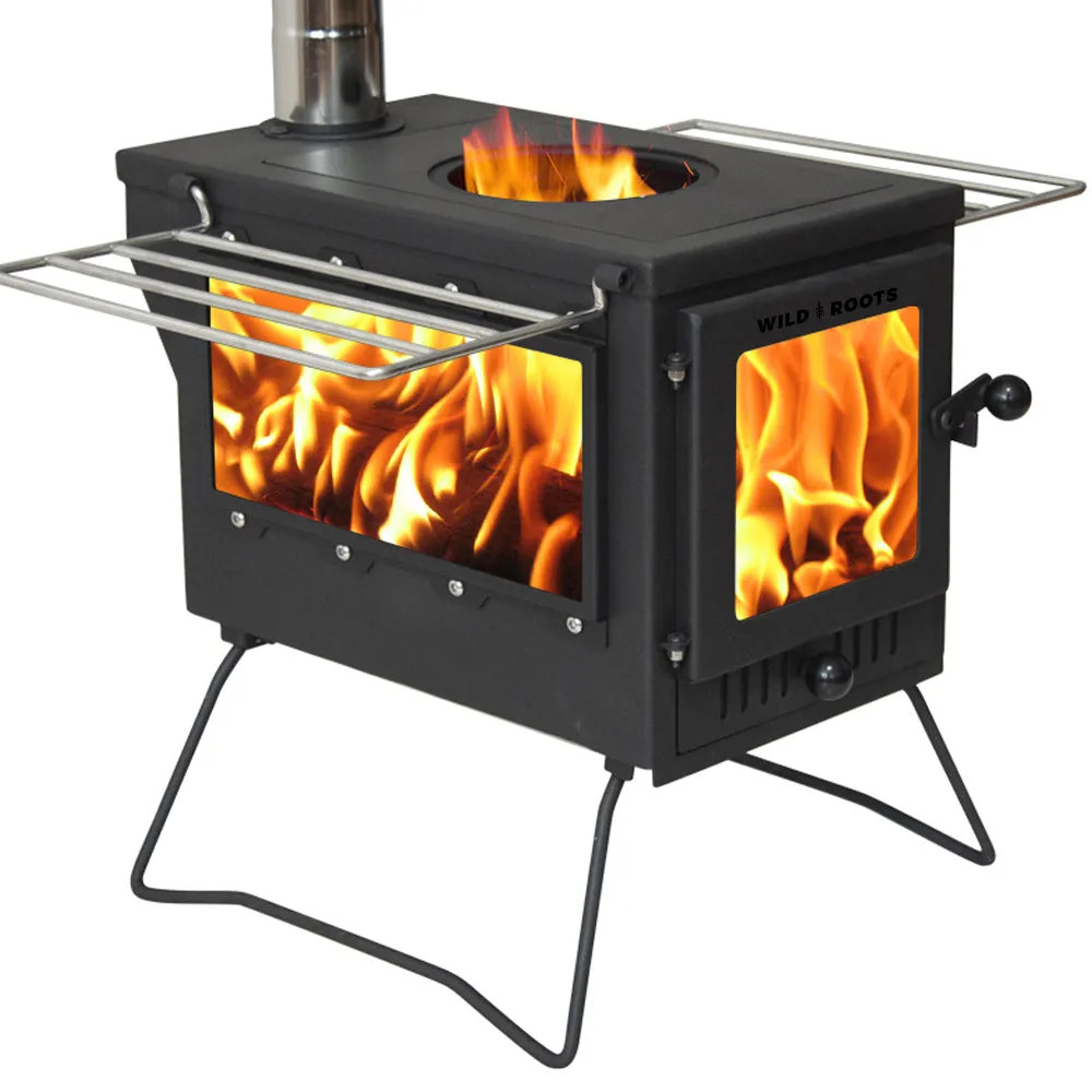 Wild Roots Black BBQ Fire Pit Stove Box - Mini Log Burner