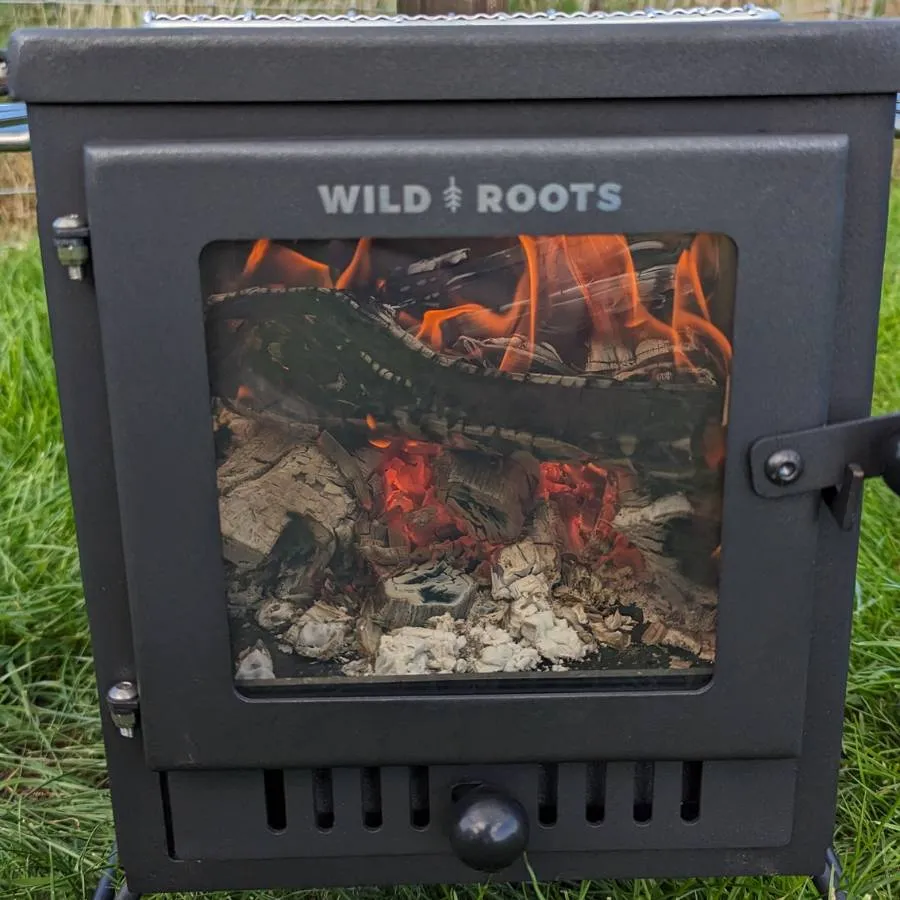 Wild Roots Black BBQ Fire Pit Stove Box - Mini Log Burner
