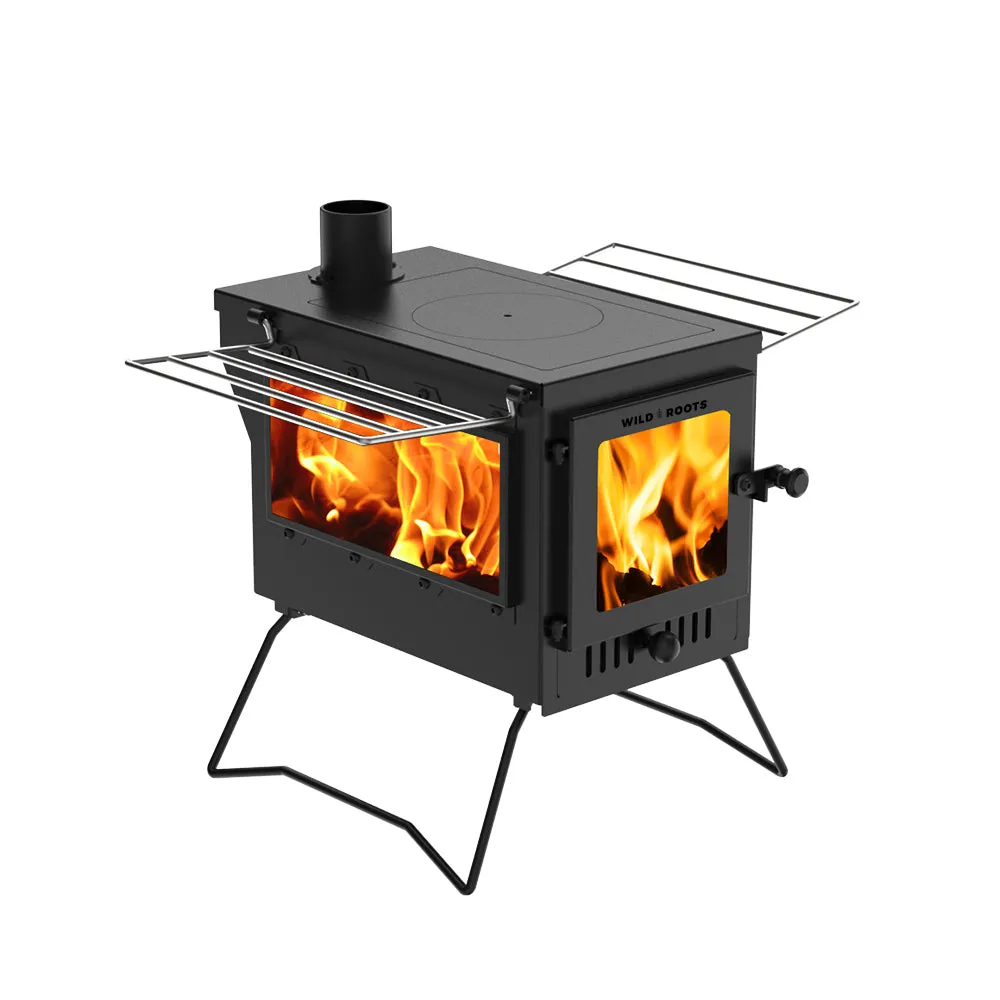 Wild Roots Black BBQ Fire Pit Stove Box - Mini Log Burner