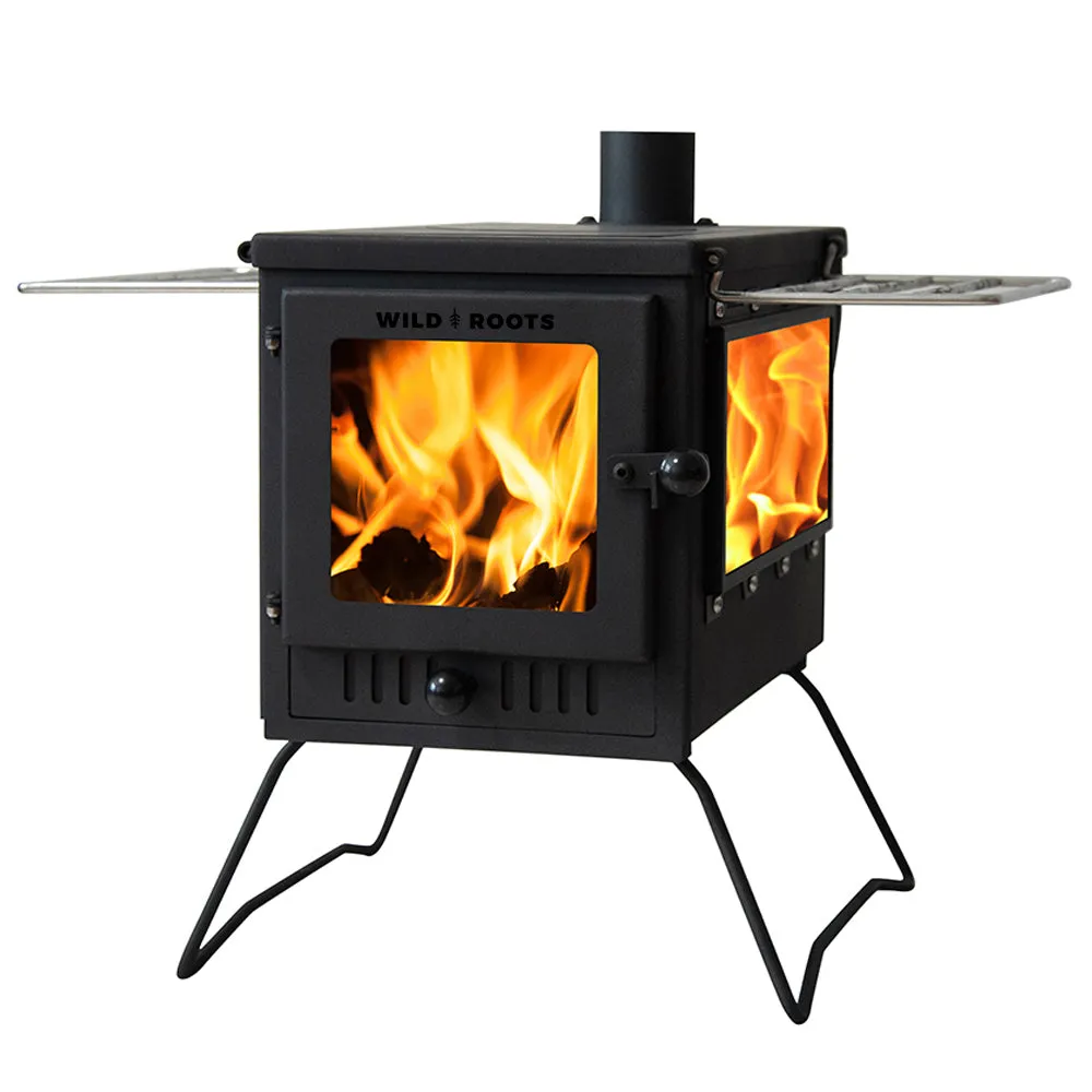Wild Roots Black BBQ Fire Pit Stove Box - Mini Log Burner