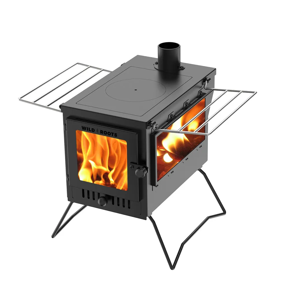 Wild Roots Black BBQ Fire Pit Stove Box - Mini Log Burner