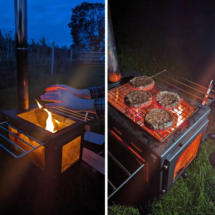Wild Roots Black BBQ Fire Pit Stove Box - Mini Log Burner