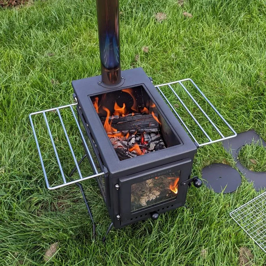 Wild Roots Black BBQ Fire Pit Stove Box - Mini Log Burner