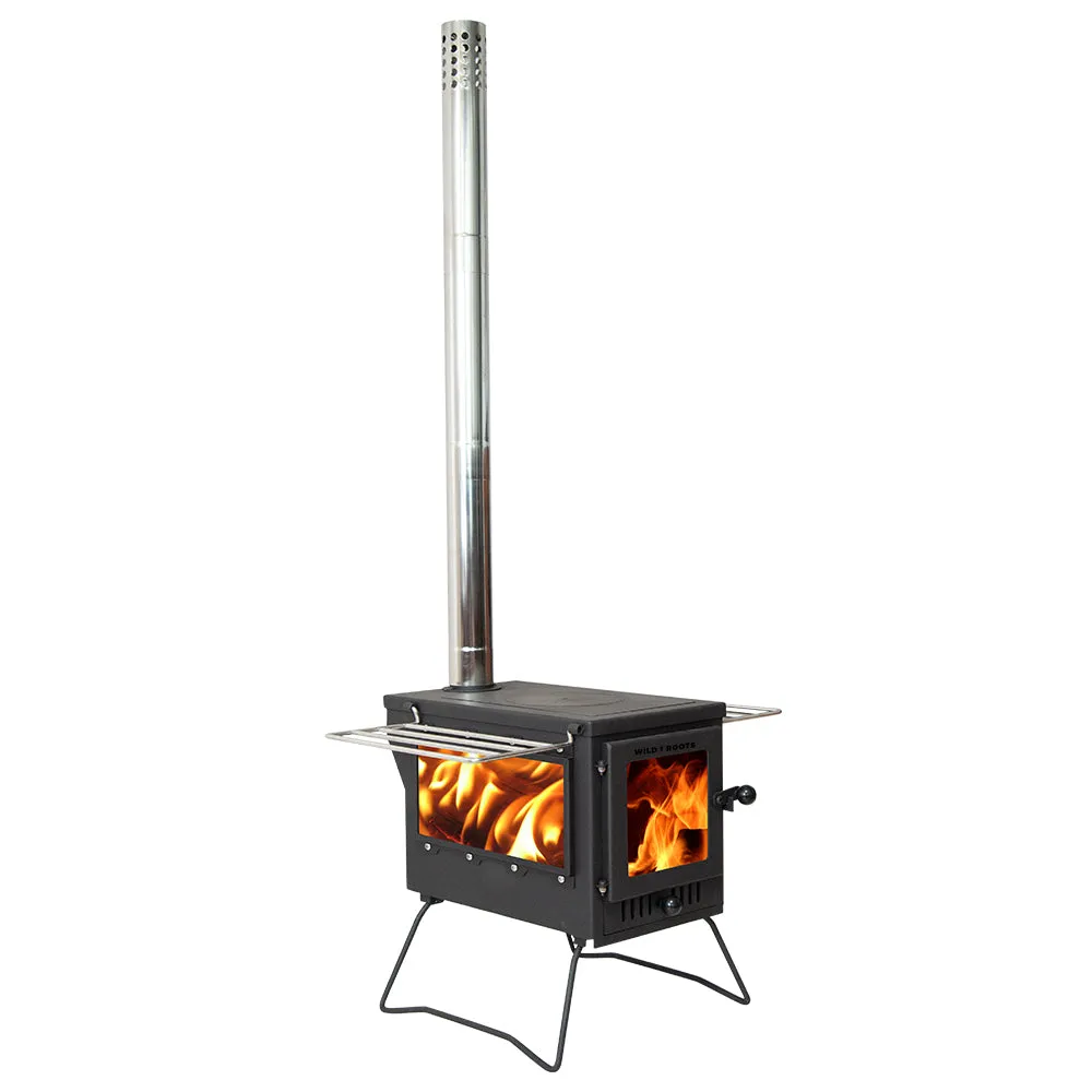 Wild Roots Black BBQ Fire Pit Stove Box - Mini Log Burner