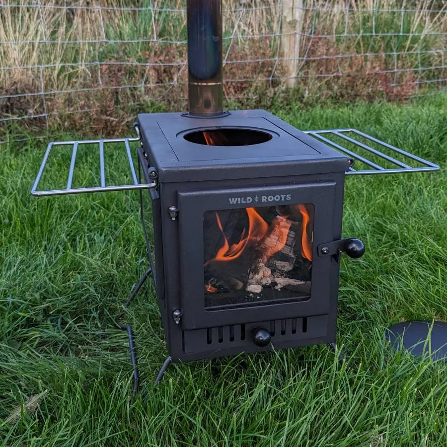 Wild Roots Black BBQ Fire Pit Stove Box - Mini Log Burner