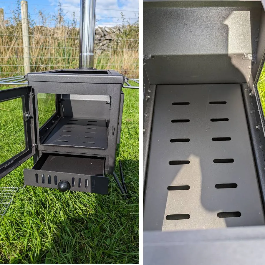 Wild Roots Black BBQ Fire Pit Stove Box - Mini Log Burner