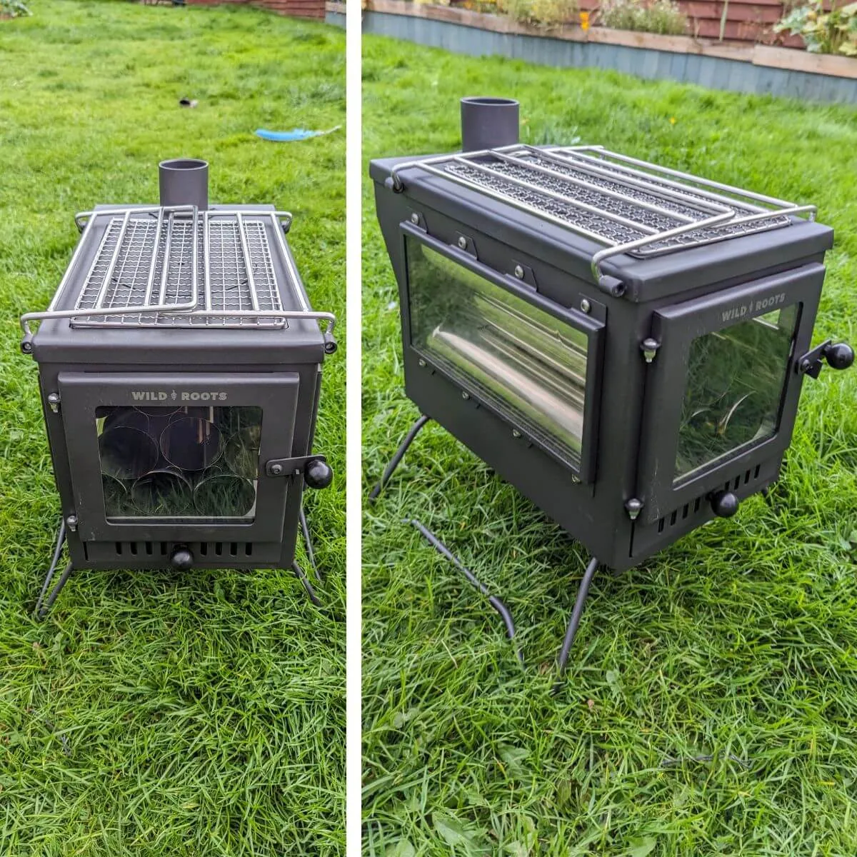 Wild Roots Black BBQ Fire Pit Stove Box - Mini Log Burner