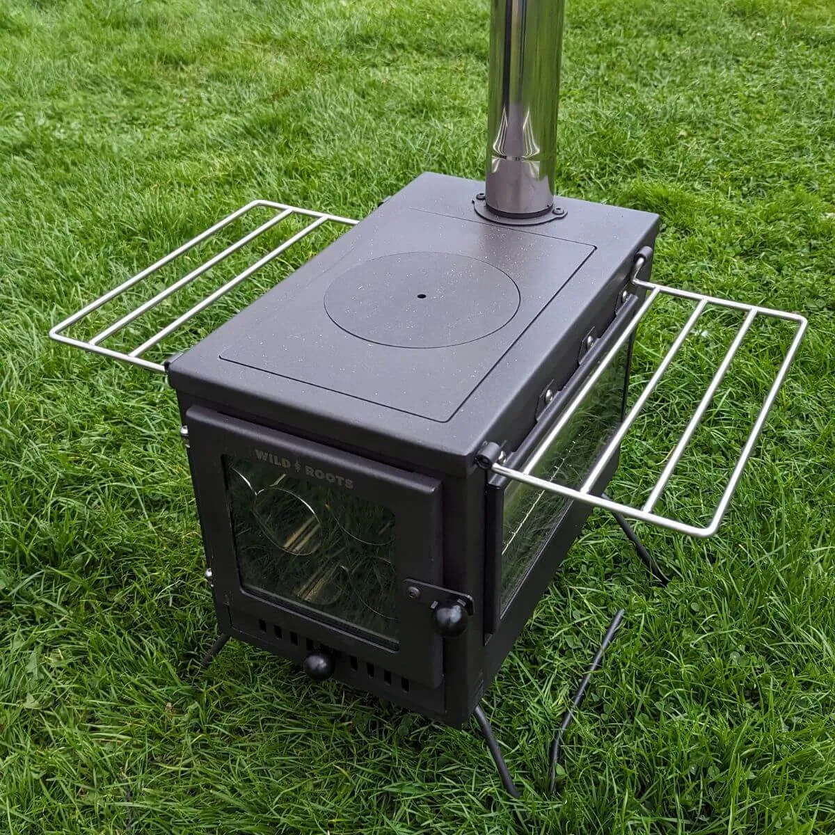 Wild Roots Black BBQ Fire Pit Stove Box - Mini Log Burner