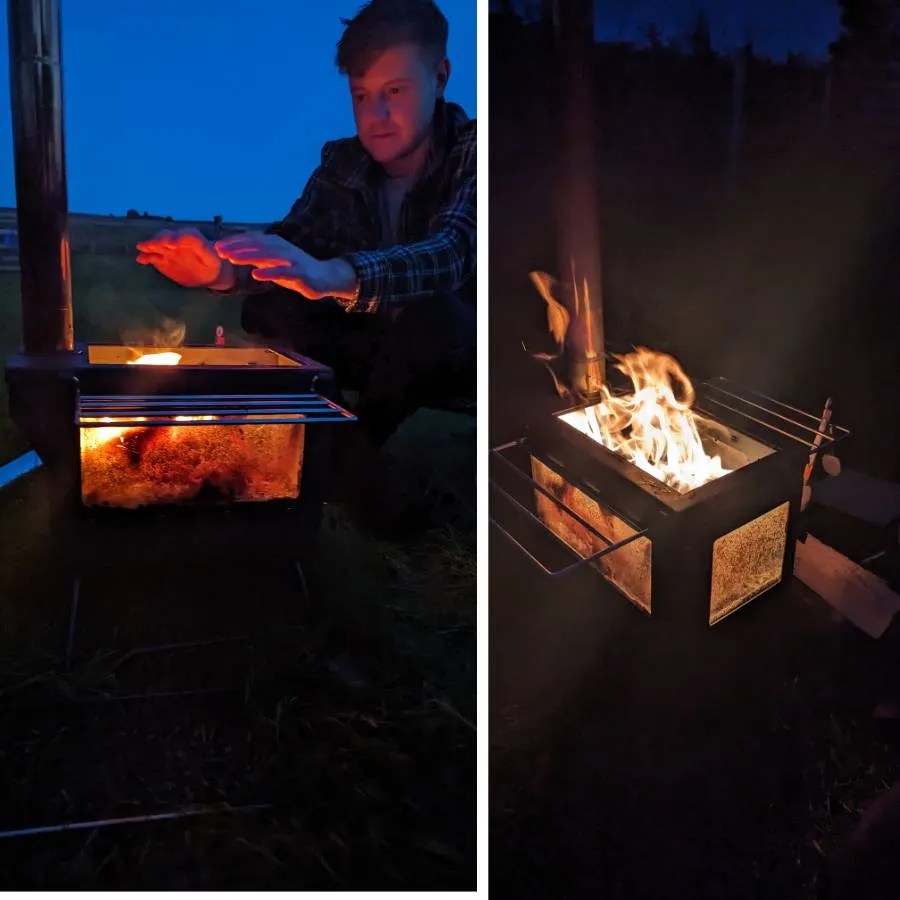 Wild Roots Black BBQ Fire Pit Stove Box - Mini Log Burner