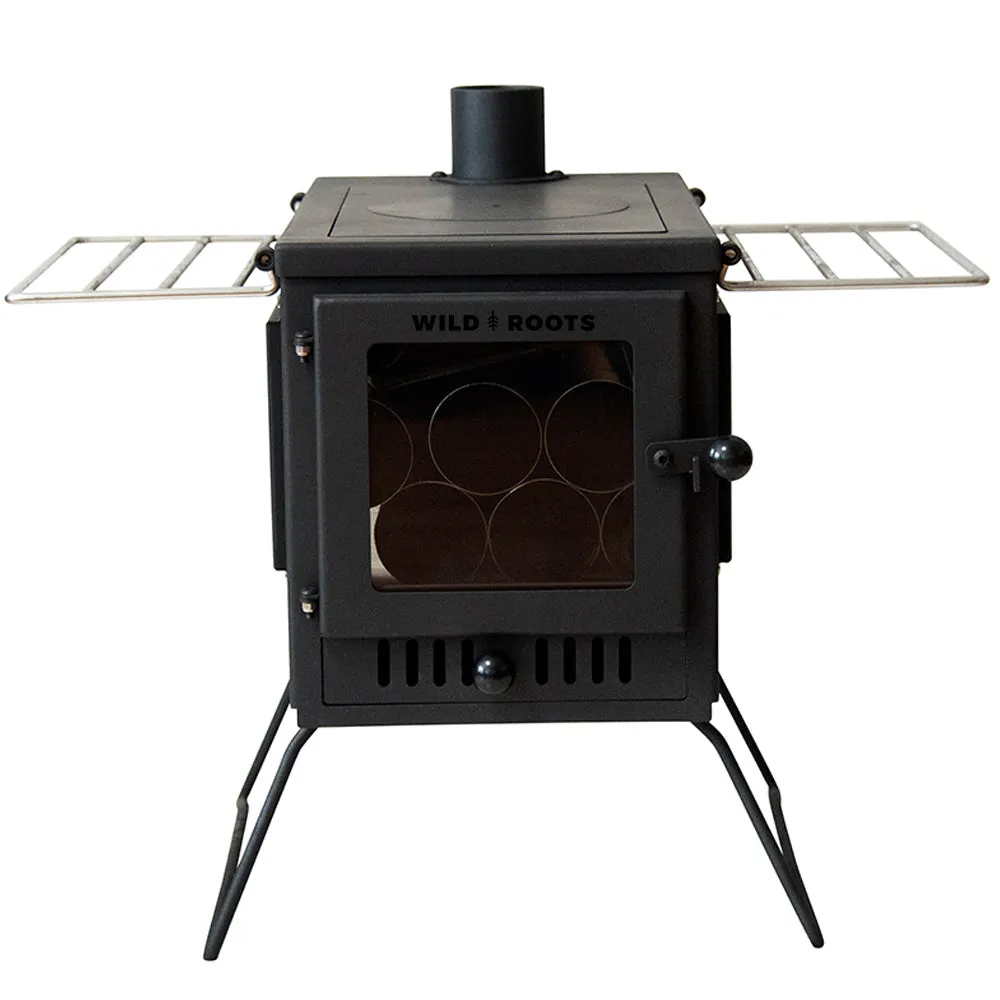 Wild Roots Black BBQ Fire Pit Stove Box - Mini Log Burner