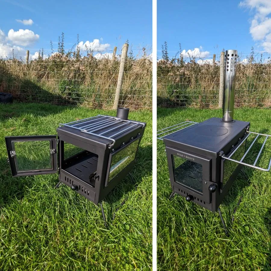 Wild Roots Black BBQ Fire Pit Stove Box - Mini Log Burner