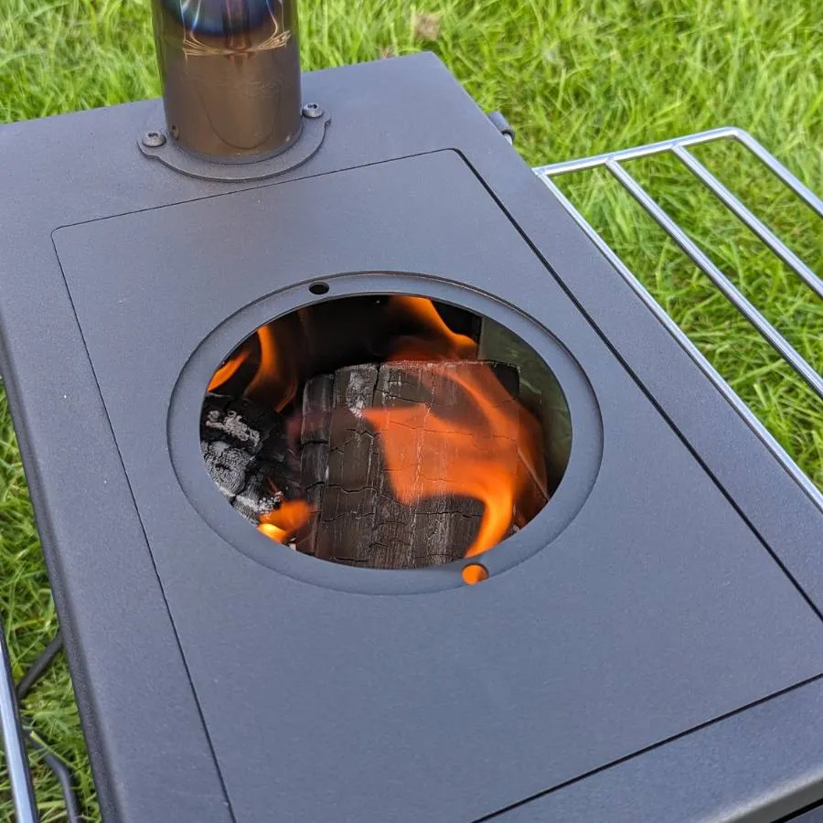 Wild Roots Black BBQ Fire Pit Stove Box - Mini Log Burner