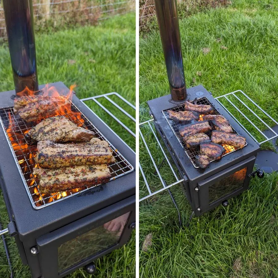Wild Roots Black BBQ Fire Pit Stove Box - Mini Log Burner