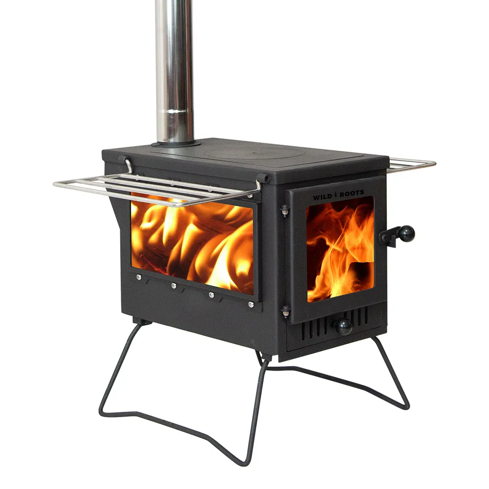 Wild Roots Black BBQ Fire Pit Stove Box - Mini Log Burner