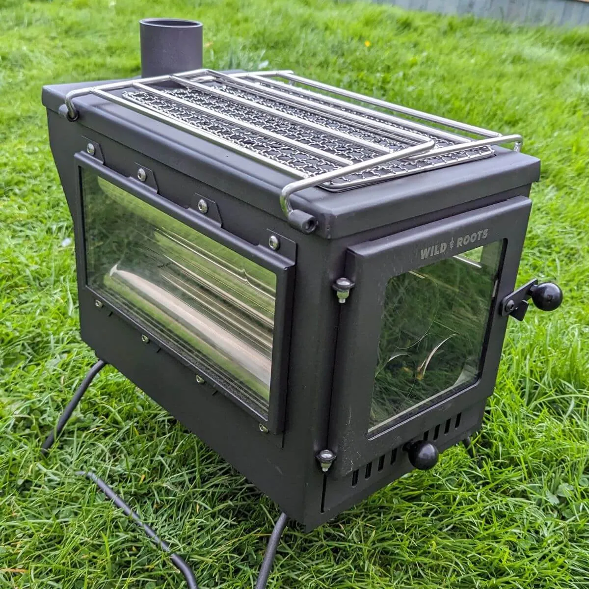 Wild Roots Black BBQ Fire Pit Stove Box - Mini Log Burner