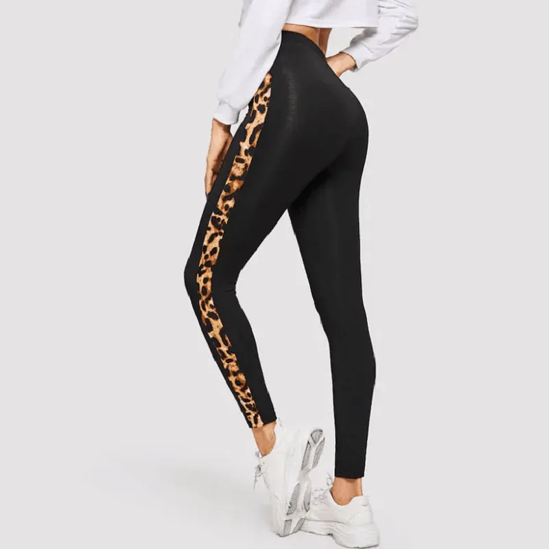 WildSide High-Waist Animal Print Side Stripe Leggings