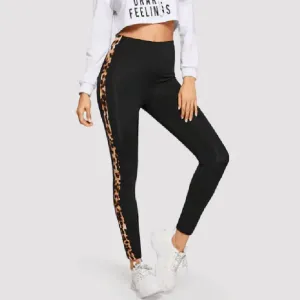 WildSide High-Waist Animal Print Side Stripe Leggings