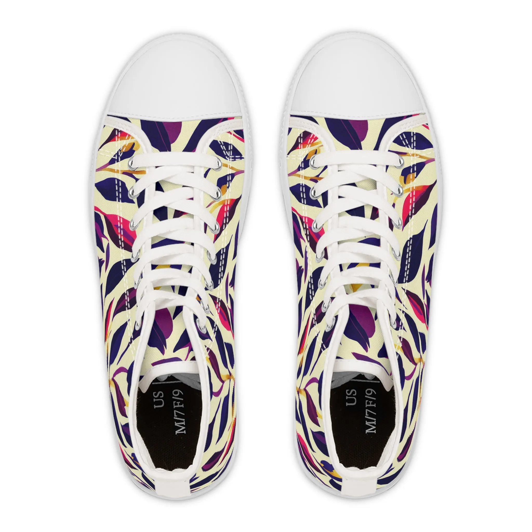 Women's High Top Sneakers - Violet Flourish Damask