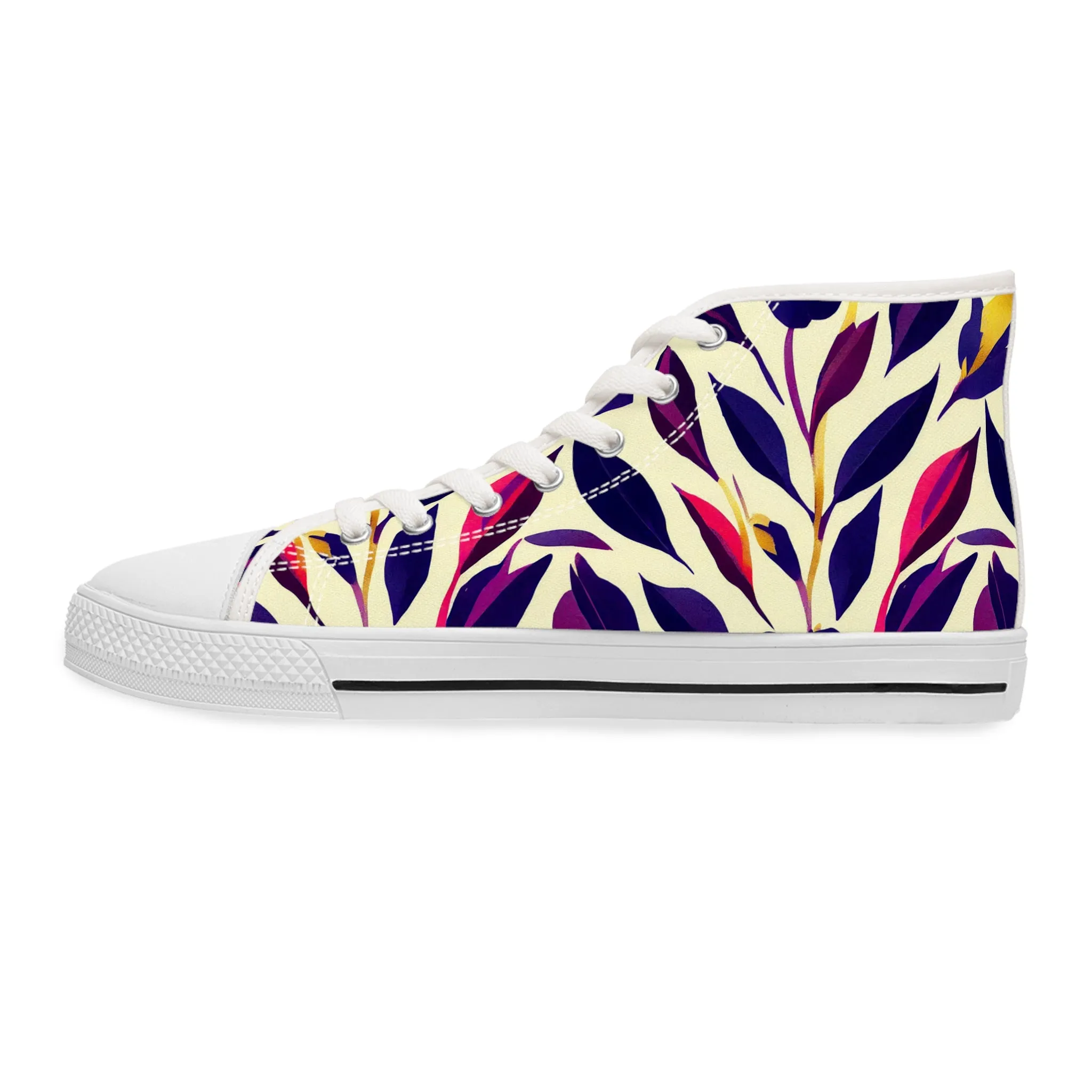 Women's High Top Sneakers - Violet Flourish Damask
