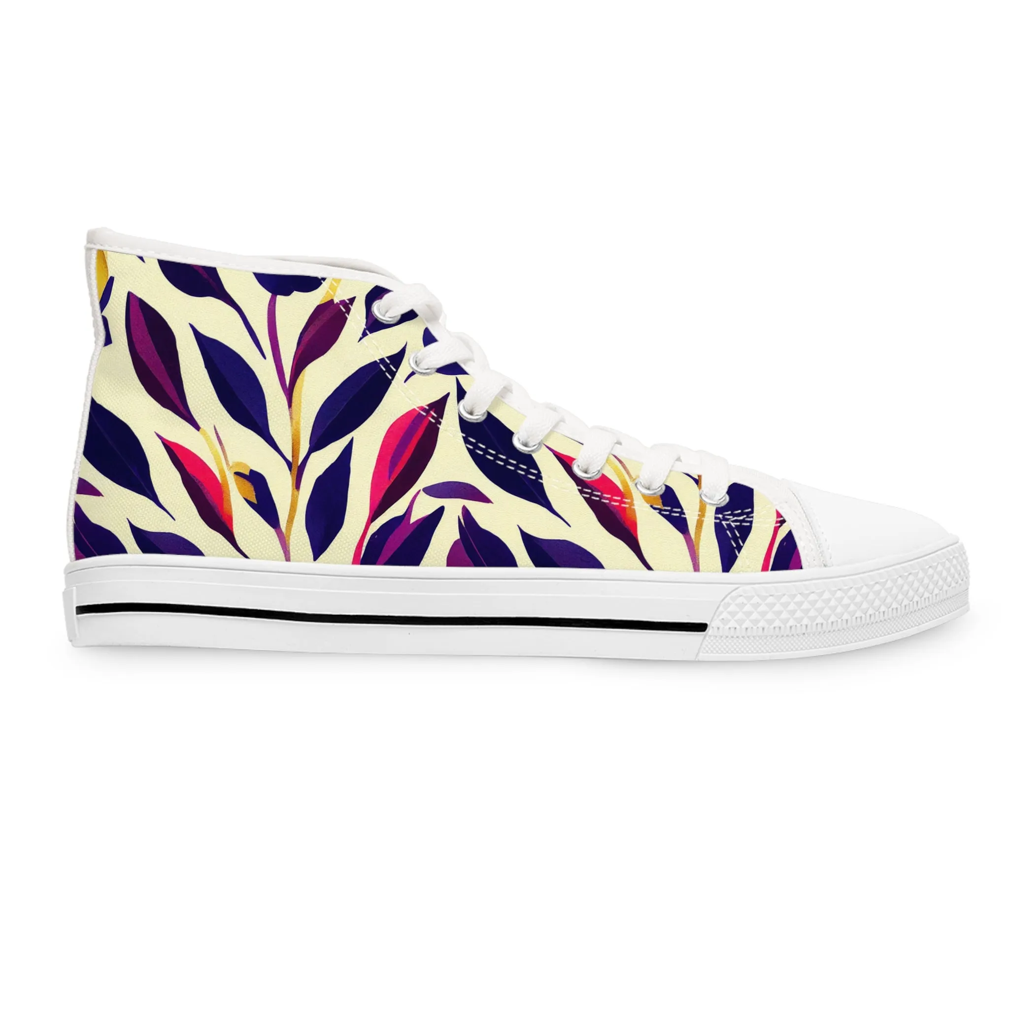 Women's High Top Sneakers - Violet Flourish Damask